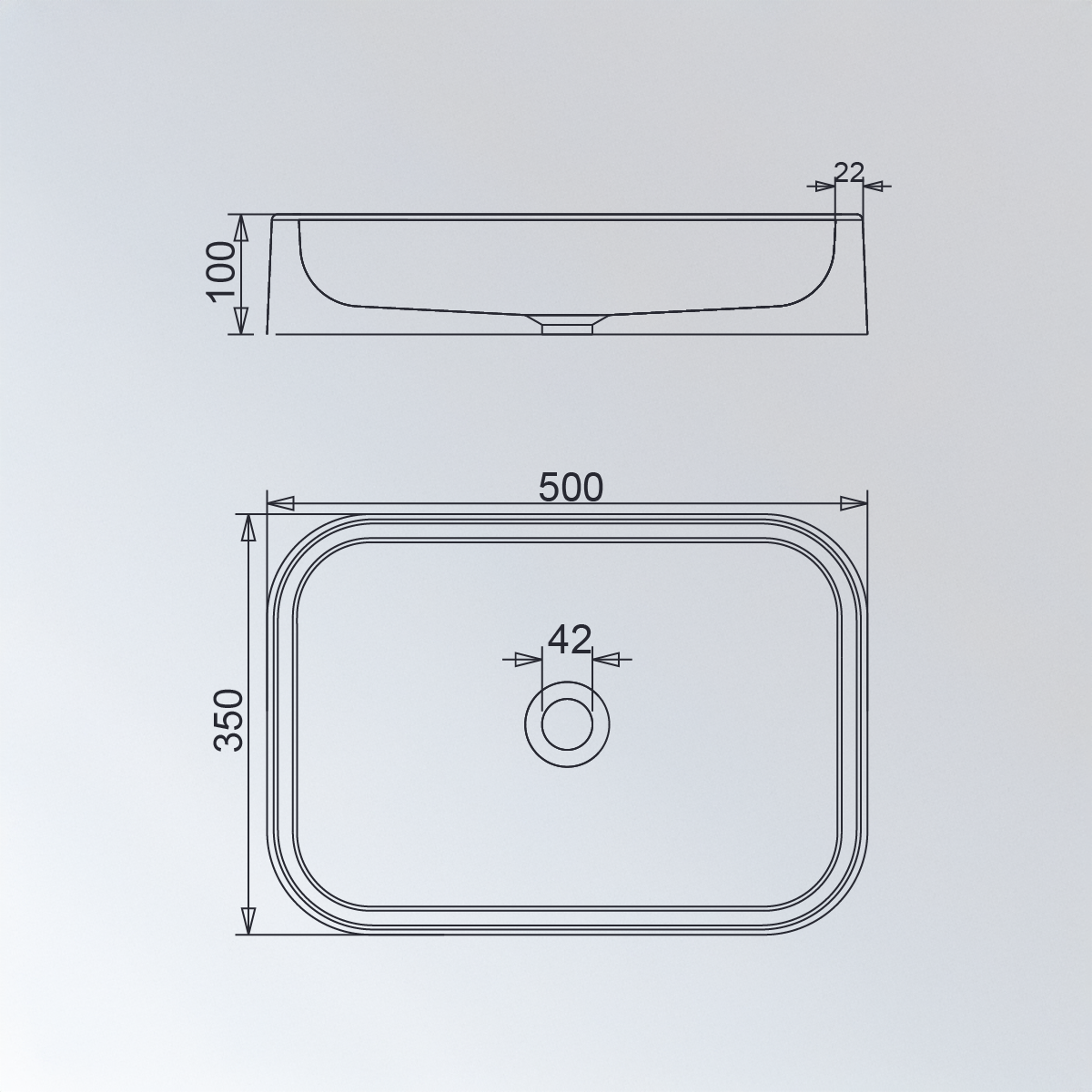 Molde bacha Rectangular 350x500 Mono Comando - Imagen 5